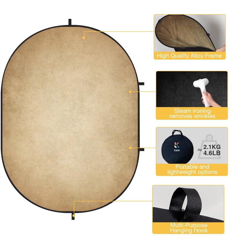 Kate Collapsible Backdrop Pop Up Photo Backdrops Grey Beige Portable Background for Headshot, for Portrait Photography, for Video, 5x6.5ft - Image 3